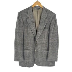 Vintage Camel‎ Hair Blazer Mens 40 Notch Lapel Gray Windowpane 2 Button
